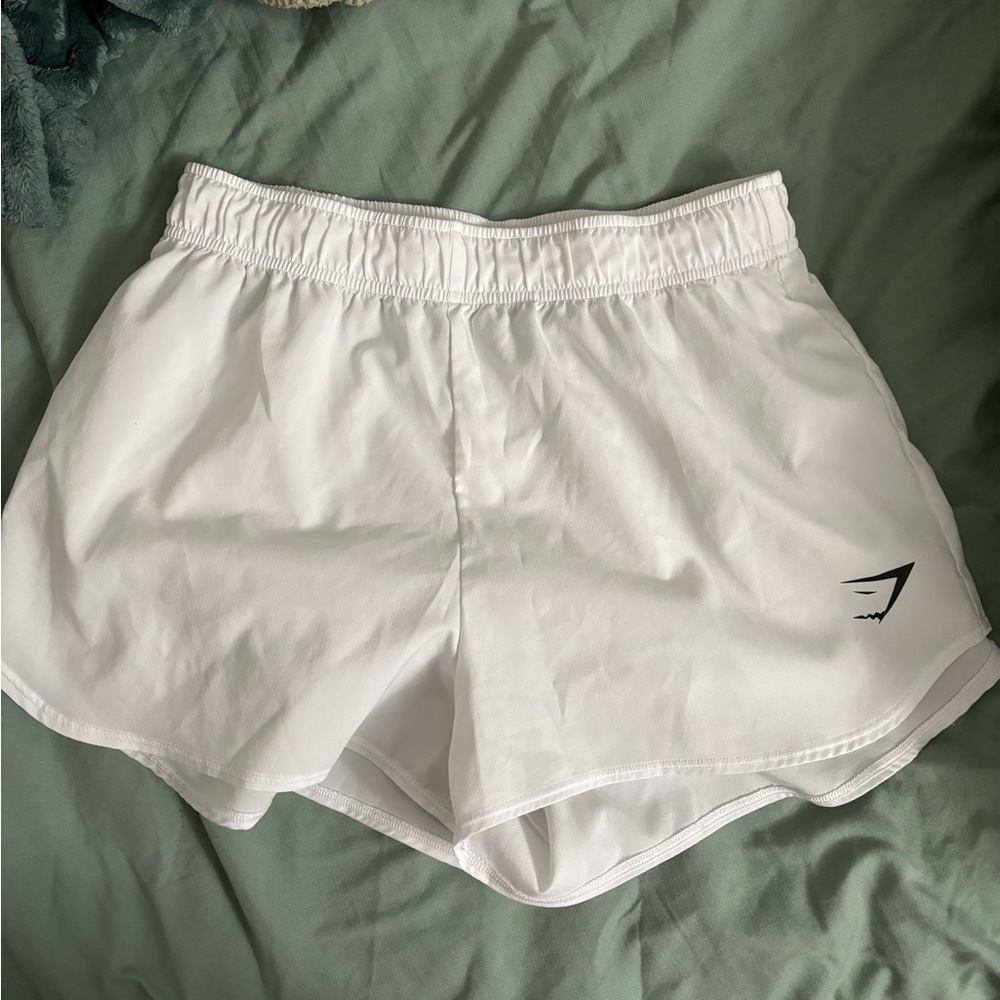 White gym shark shorts